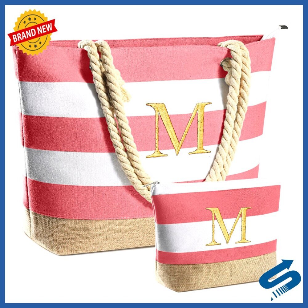 Canvas Travel Tote Beach Bag Waterproof Large Capacity Multi-Pocket Essentials